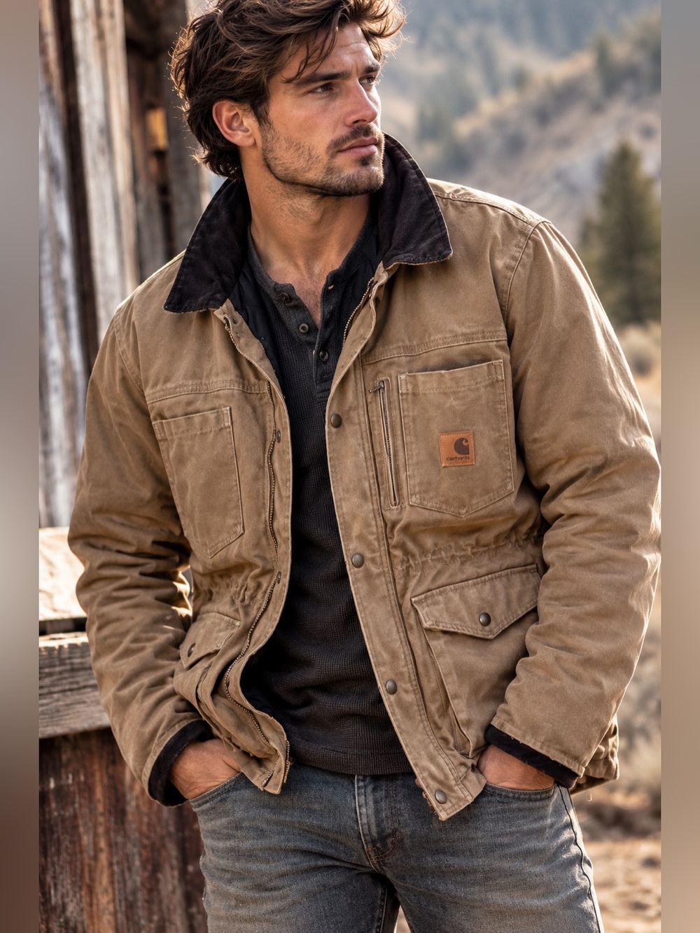 Carhartt Canyon Sandstone Duck Canvas Full Zip Quilt lined jacket large